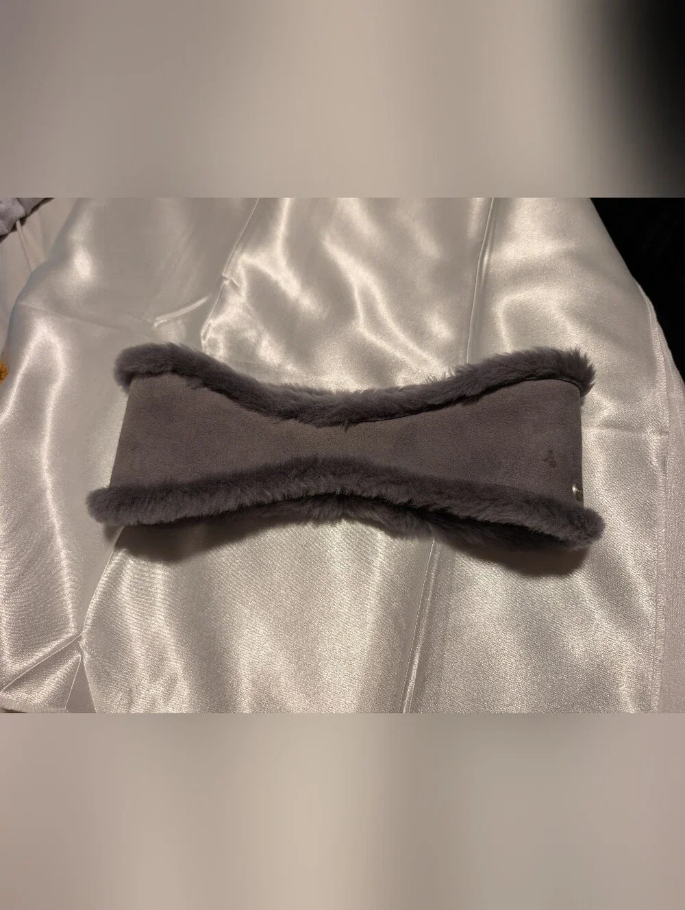 UGG reversible genuine shearling headbands in charcoal gray